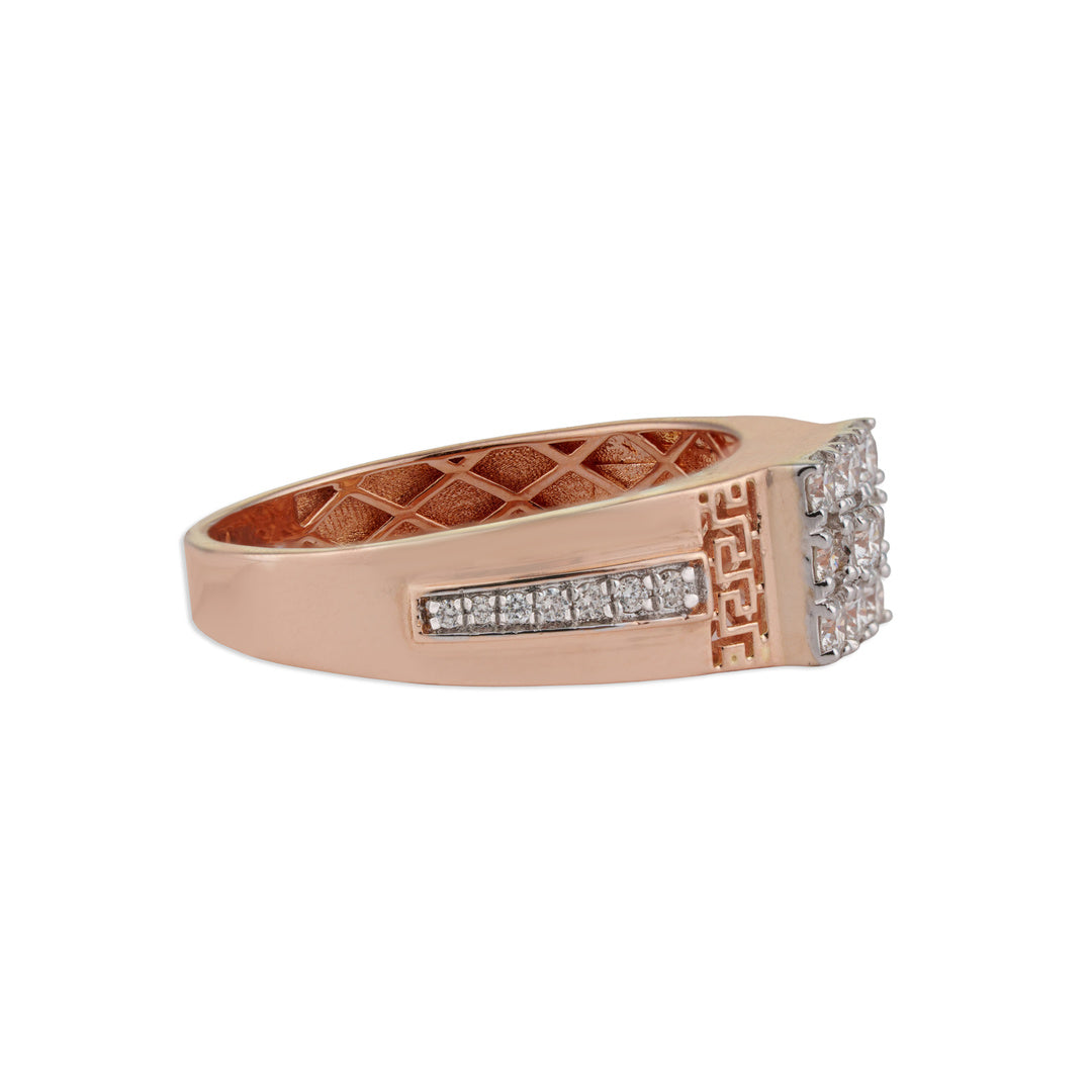 Maharaj Men's 9-Diamond Cluster Greek Key Rose Gold Band Ring | Brilliant Diamond & Rose Gold Men's Ring | Kala Johare