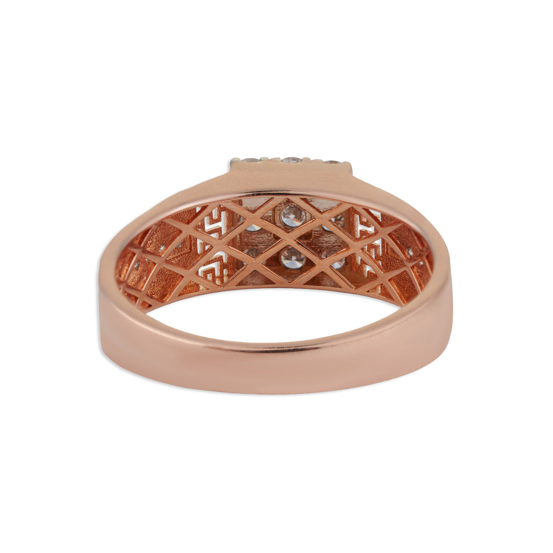 Maharaj Men's 9-Diamond Cluster Greek Key Rose Gold Band Ring | Brilliant Diamond & Rose Gold Men's Ring | Kala Johare
