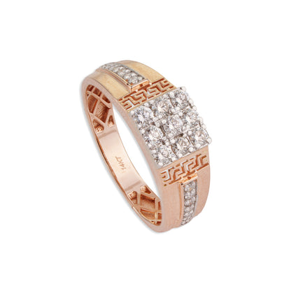 Maharaj Men's 9-Diamond Cluster Greek Key Rose Gold Band Ring | Brilliant Diamond & Rose Gold Men's Ring | Kala Johare