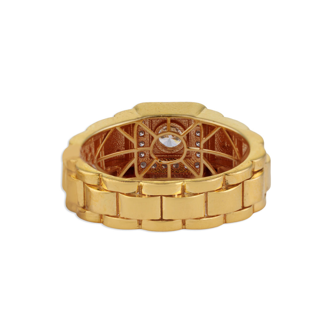 Samrat Men's Solitaire Diamond Watch-Link Band Ring | Brilliant Diamond & Yellow Gold Men's Ring | Kala Johare