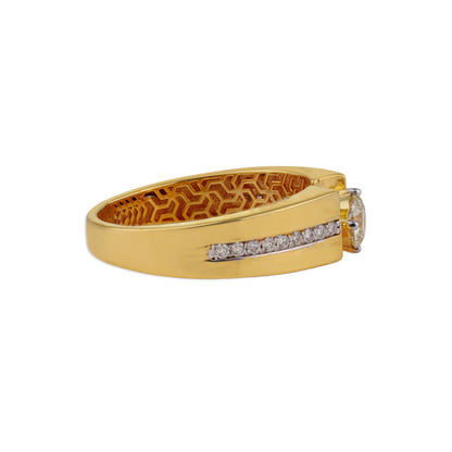 Rudra Men's Solitaire Diamond Flat Band Ring | Brilliant Diamond & Yellow Gold Men's Ring | Kala Johare