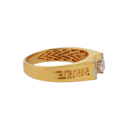 Arjun Men's Solitaire Diamond Greek Key Band Ring | Brilliant Diamond & Yellow Gold Men's Ring | Kala Johare