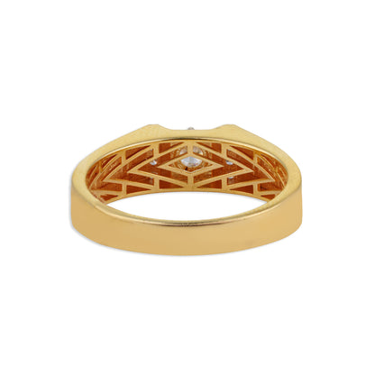 Arjun Men's Solitaire Diamond Greek Key Band Ring | Brilliant Diamond & Yellow Gold Men's Ring | Kala Johare