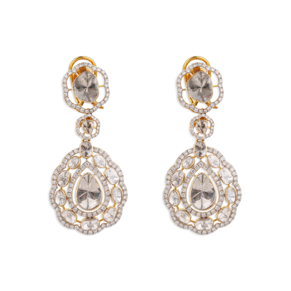 Mayurika Polki Earrings – 18K Gold Bridal Jewellery | Rajasthan Jaipur Peacock-Inspired Heritage Design