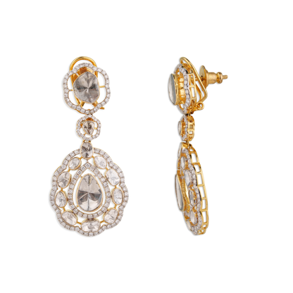 Mayurika Polki Earrings – 18K Gold Bridal Jewellery | Rajasthan Jaipur Peacock-Inspired Heritage Design
