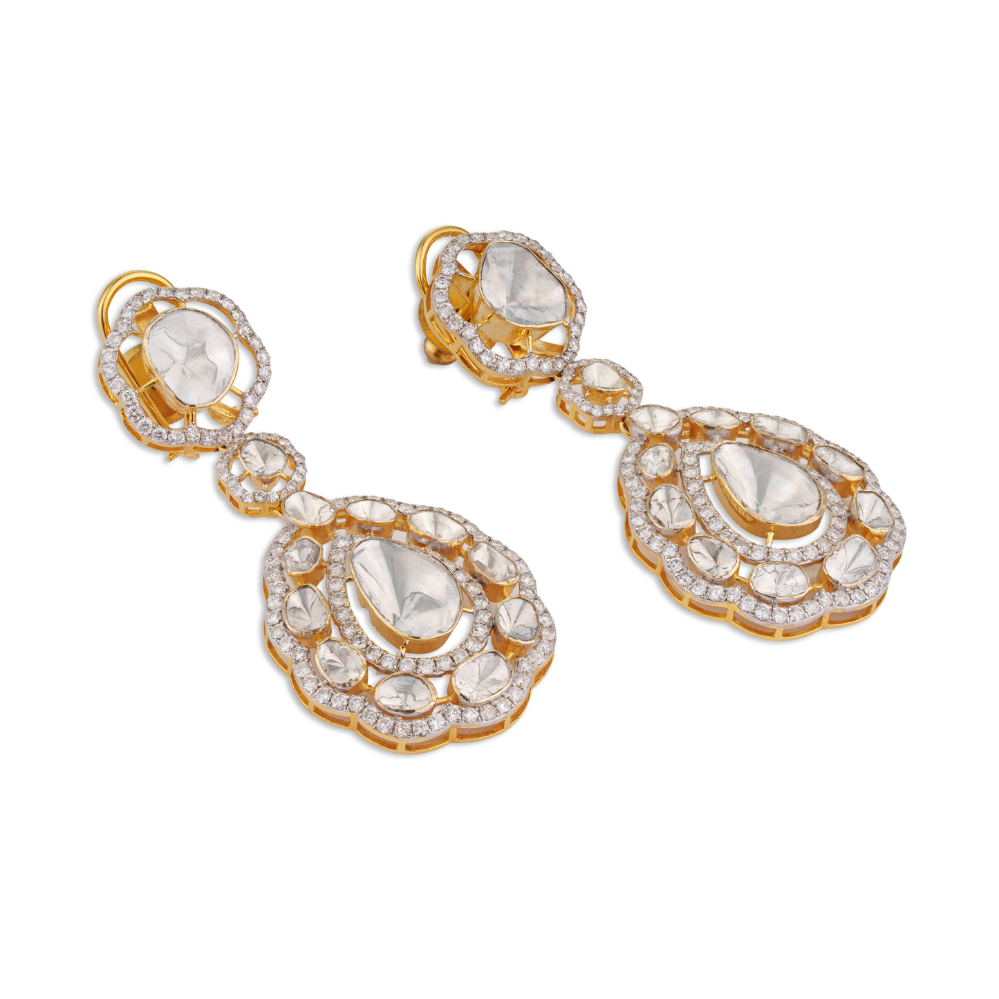 Mayurika Polki Earrings – 18K Gold Bridal Jewellery | Rajasthan Jaipur Peacock-Inspired Heritage Design