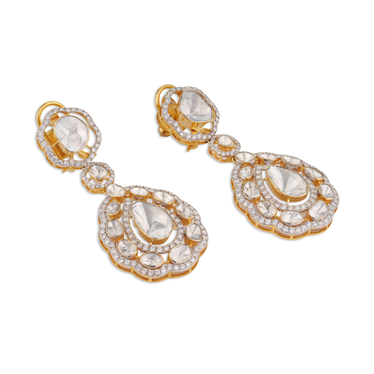 Mayurika Polki Earrings – 18K Gold Bridal Jewellery | Rajasthan Jaipur Peacock-Inspired Heritage Design