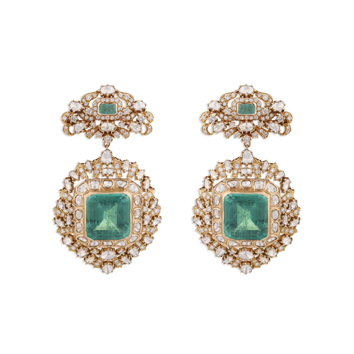 Tajsi Polki Earrings – 14K Gold Bridal Jewellery | Jaipur Rajasthan Heritage Elegance Design