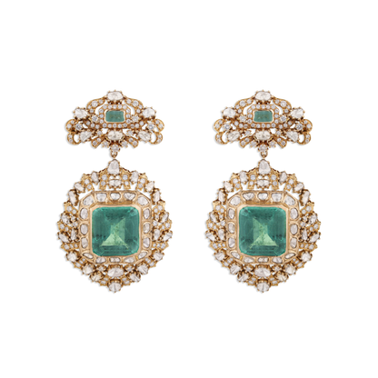 Tajsi Polki Earrings – 14K Gold Bridal Jewellery | Jaipur Rajasthan Heritage Elegance Design