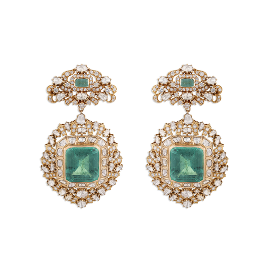 Tajsi Polki Earrings – 14K Gold Bridal Jewellery | Jaipur Rajasthan Heritage Elegance Design