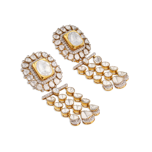 Tarang Gold Polki Earrings – 22K Gold Bridal Jewellery | Jaipur Rajasthan Heritage Luxury Design