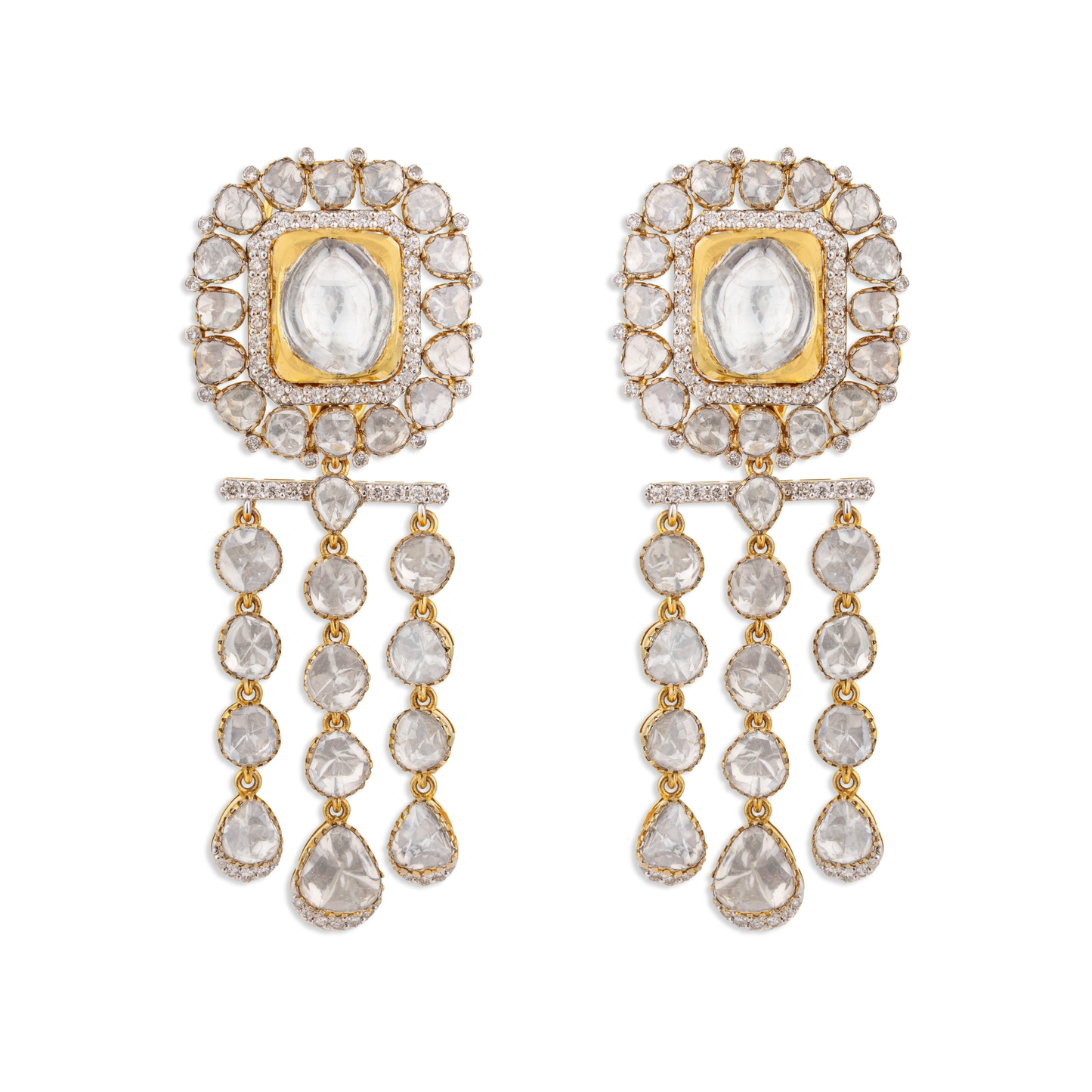 Tarang Gold Polki Earrings – 22K Gold Bridal Jewellery | Jaipur Rajasthan Heritage Luxury Design