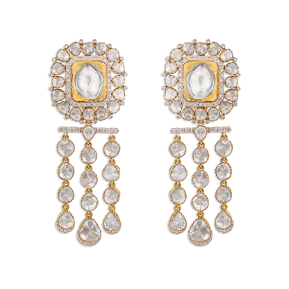 Tarang Gold Polki Earrings – 22K Gold Bridal Jewellery | Jaipur Rajasthan Heritage Luxury Design