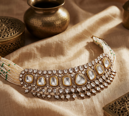 Vilayati Polki Choker – 14K Gold Jaipur Polki Diamond Jewellery | Rajasthan Royal Bridal Statement Necklace