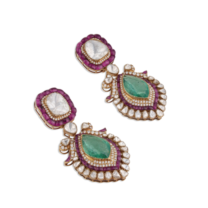 Zarina Diamond Earrings – 14K Gold Luxury Bridal Jewellery | Jaipur Rajasthan Royal Design