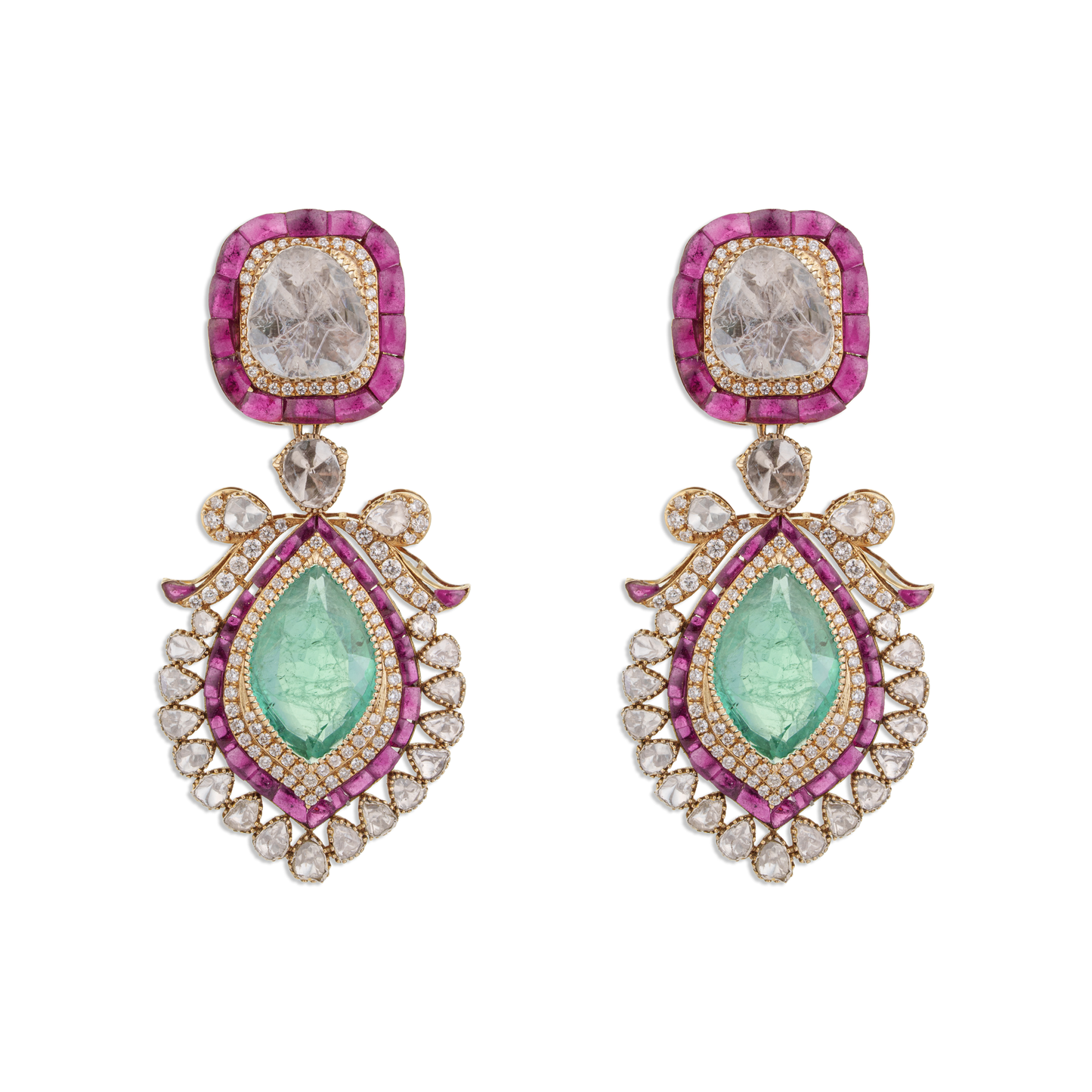 Zarina Diamond Earrings – 14K Gold Luxury Bridal Jewellery | Jaipur Rajasthan Royal Design
