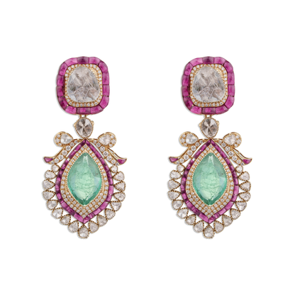 Zarina Diamond Earrings – 14K Gold Luxury Bridal Jewellery | Jaipur Rajasthan Royal Design