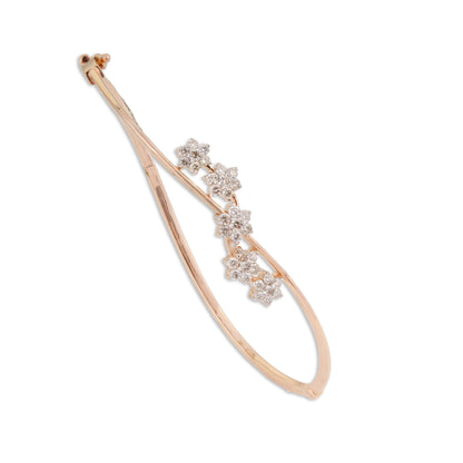 Zoya Diamond Kada – 14K Gold Minimal Daily Wear Bracelet | Lightweight Floral Design Jewellery