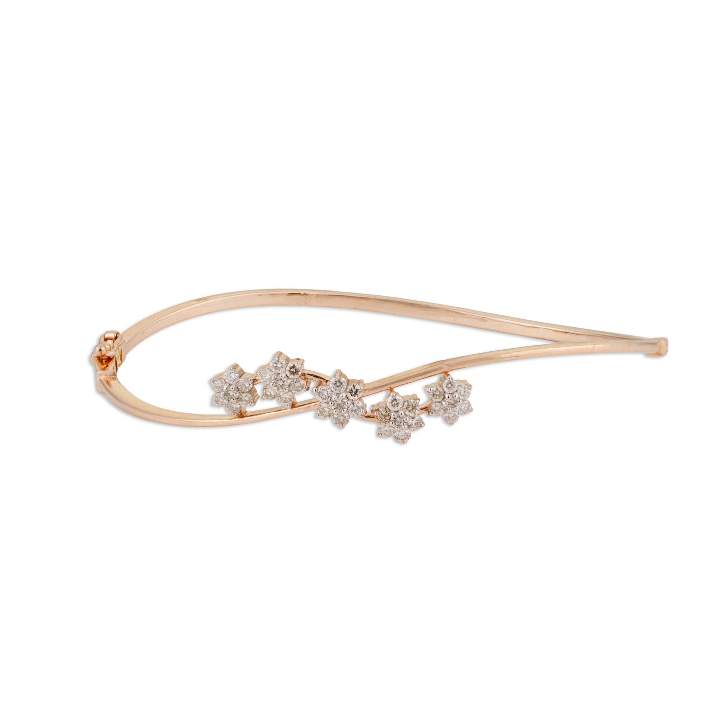 Zoya Diamond Kada – 14K Gold Minimal Daily Wear Bracelet | Lightweight Floral Design Jewellery