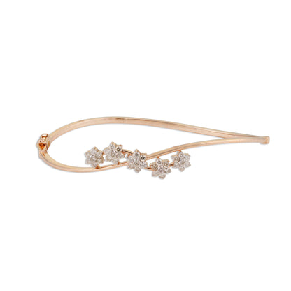 Zoya Diamond Kada – 14K Gold Minimal Daily Wear Bracelet | Lightweight Floral Design Jewellery