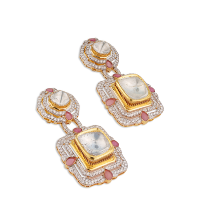 Zoya Jadau Polki Earrings – 18K Gold Royal Bridal Jewellery | Jaipur Rajasthan Heritage Design