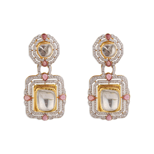 Zoya Jadau Polki Earrings – 18K Gold Royal Bridal Jewellery | Jaipur Rajasthan Heritage Design