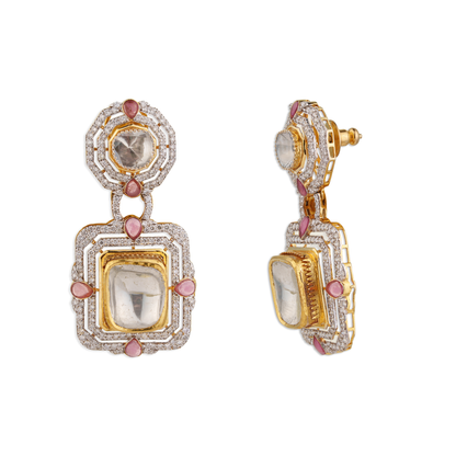 Zoya Jadau Polki Earrings – 18K Gold Royal Bridal Jewellery | Jaipur Rajasthan Heritage Design