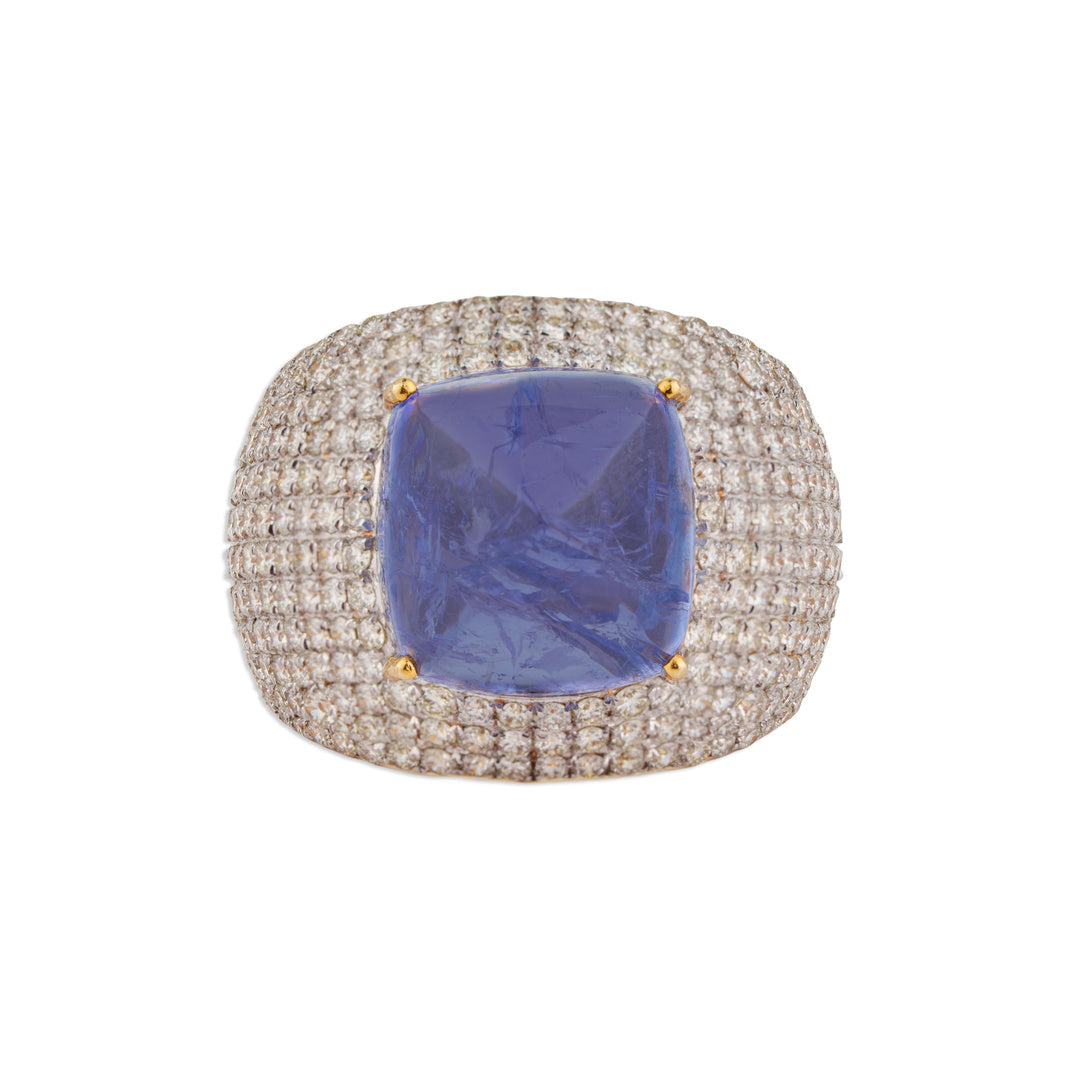 Neela Tanzanite Pave Diamond Ring | Natural Tanzanite & Diamond Ring | Kala Johare