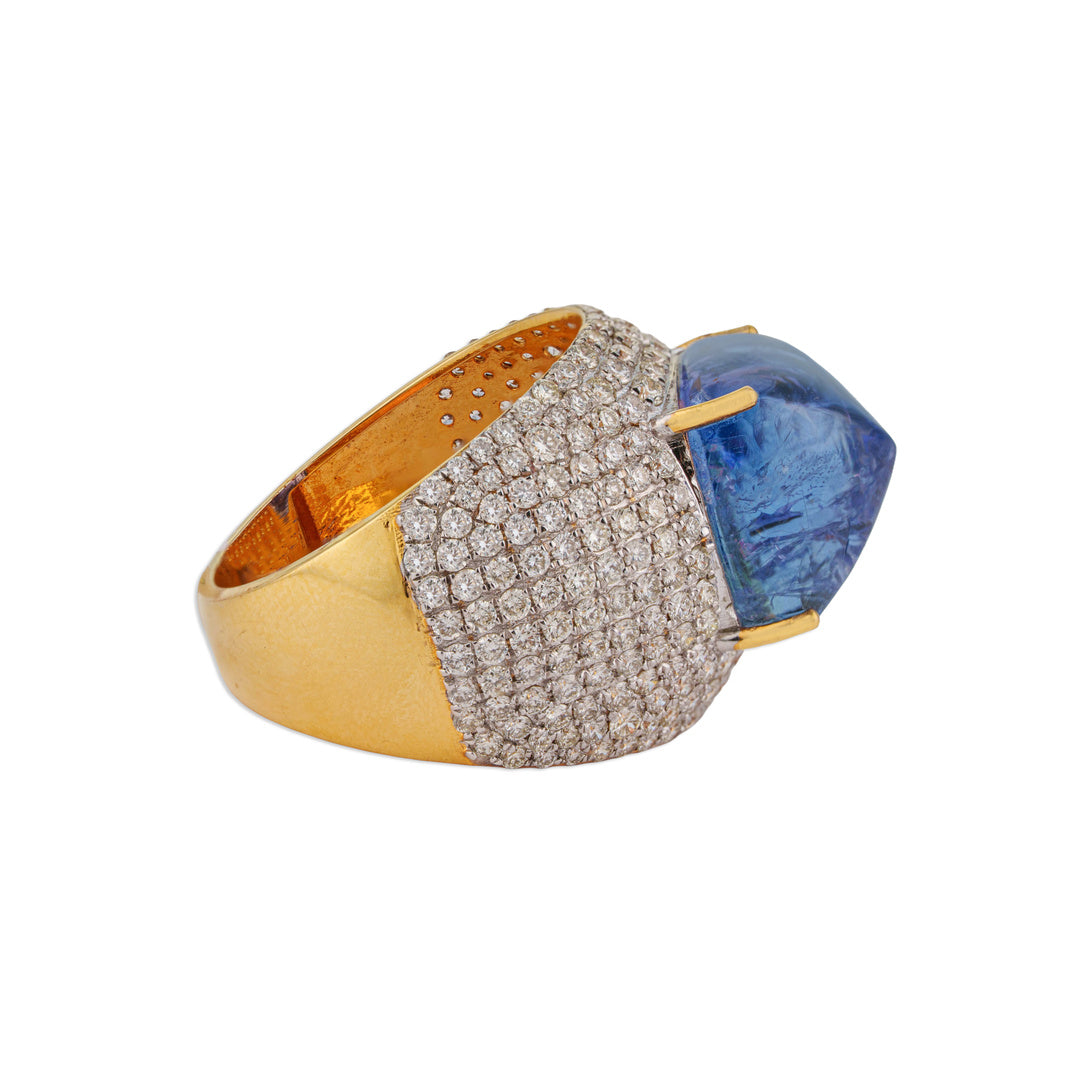 Neela Tanzanite Pave Diamond Ring | Natural Tanzanite & Diamond Ring | Kala Johare