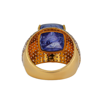 Neela Tanzanite Pave Diamond Ring | Natural Tanzanite & Diamond Ring | Kala Johare