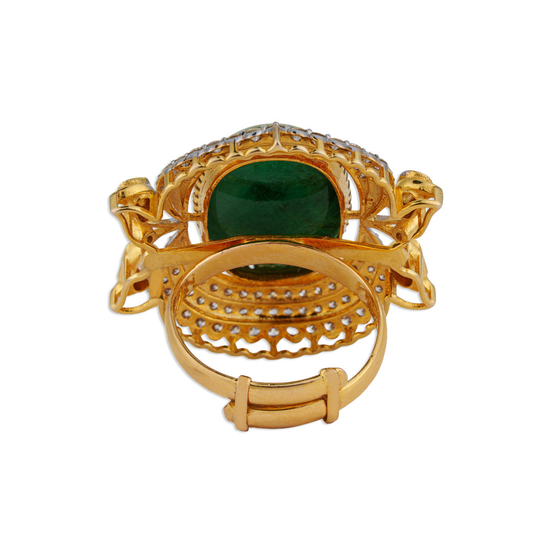 Rani Grand Emerald Polki Ring | Natural Emerald & Polki Diamond Ring | Kala Johare