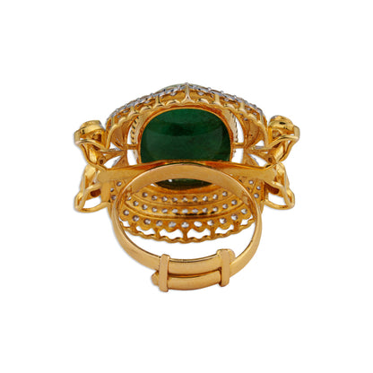 Rani Grand Emerald Polki Ring | Natural Emerald & Polki Diamond Ring | Kala Johare