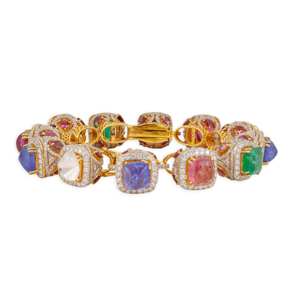 Noorani Polki Kada for Women | 14K Gold Diamond & Multicolor Gemstone Bridal Kada