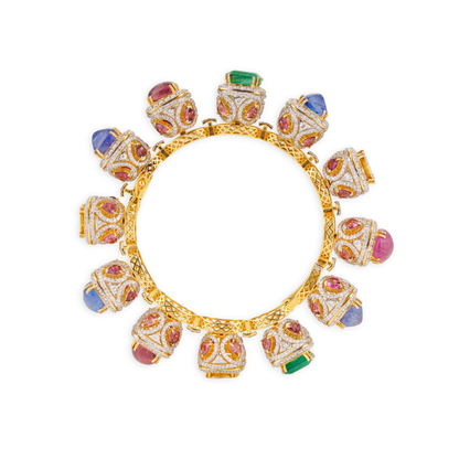 Noorani Polki Kada for Women | 14K Gold Diamond & Multicolor Gemstone Bridal Kada