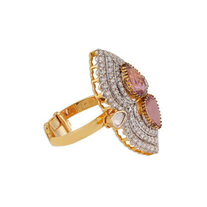 Diya Double Tourmaline Polki Ring | Natural Polki & Diamond Ring | Kala Johare